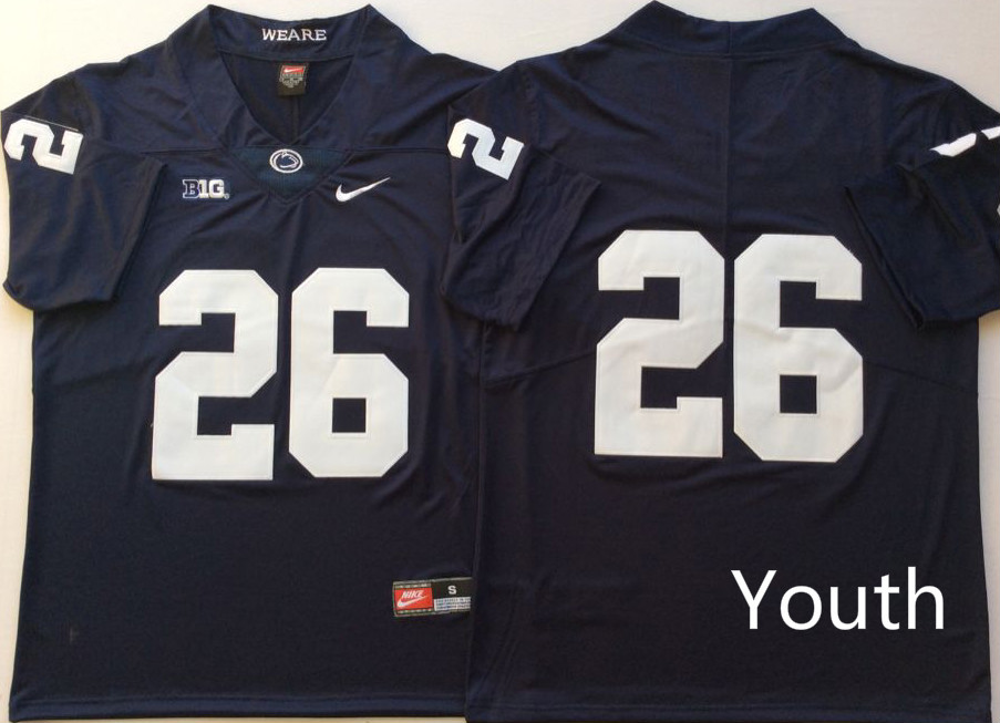 NCAA Youth Penn State Nittany Lions Blue #26 BARKLEY jerseys->youth ncaa jersey->Youth Jersey